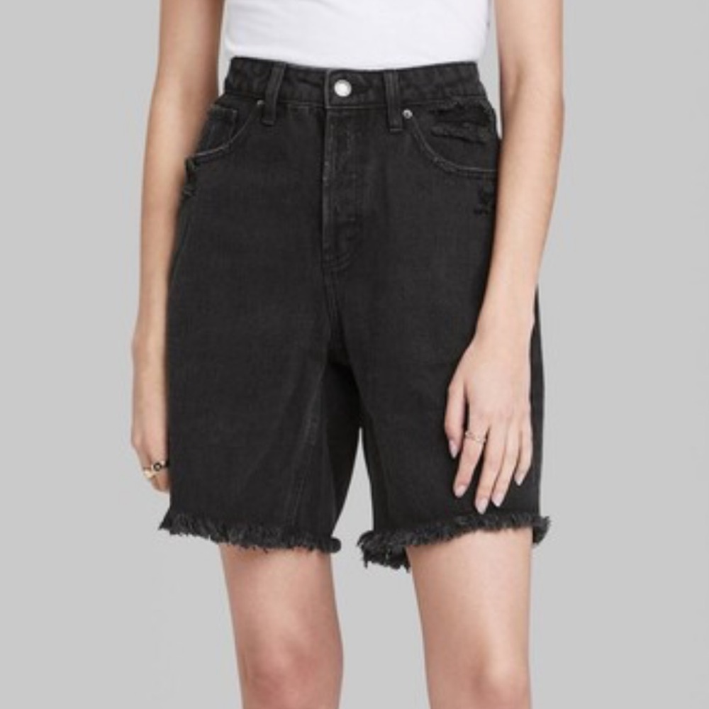 Wild Fable High Rise Bermuda Shorts with Button Fly, Black Wash, sz 10/30